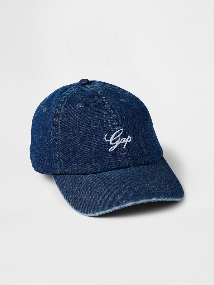 Berretto da baseball in denim con ricamo logo Uomo_0