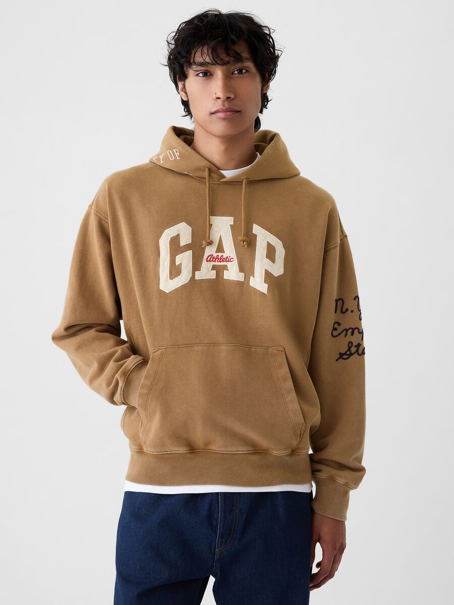 Felpa con cappuccio e patch logo Uomo_0