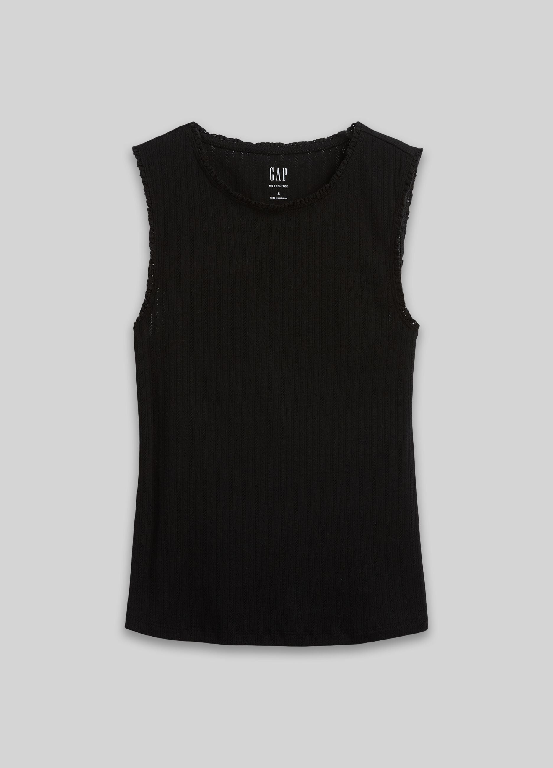 Tank top in misto cotone a costine