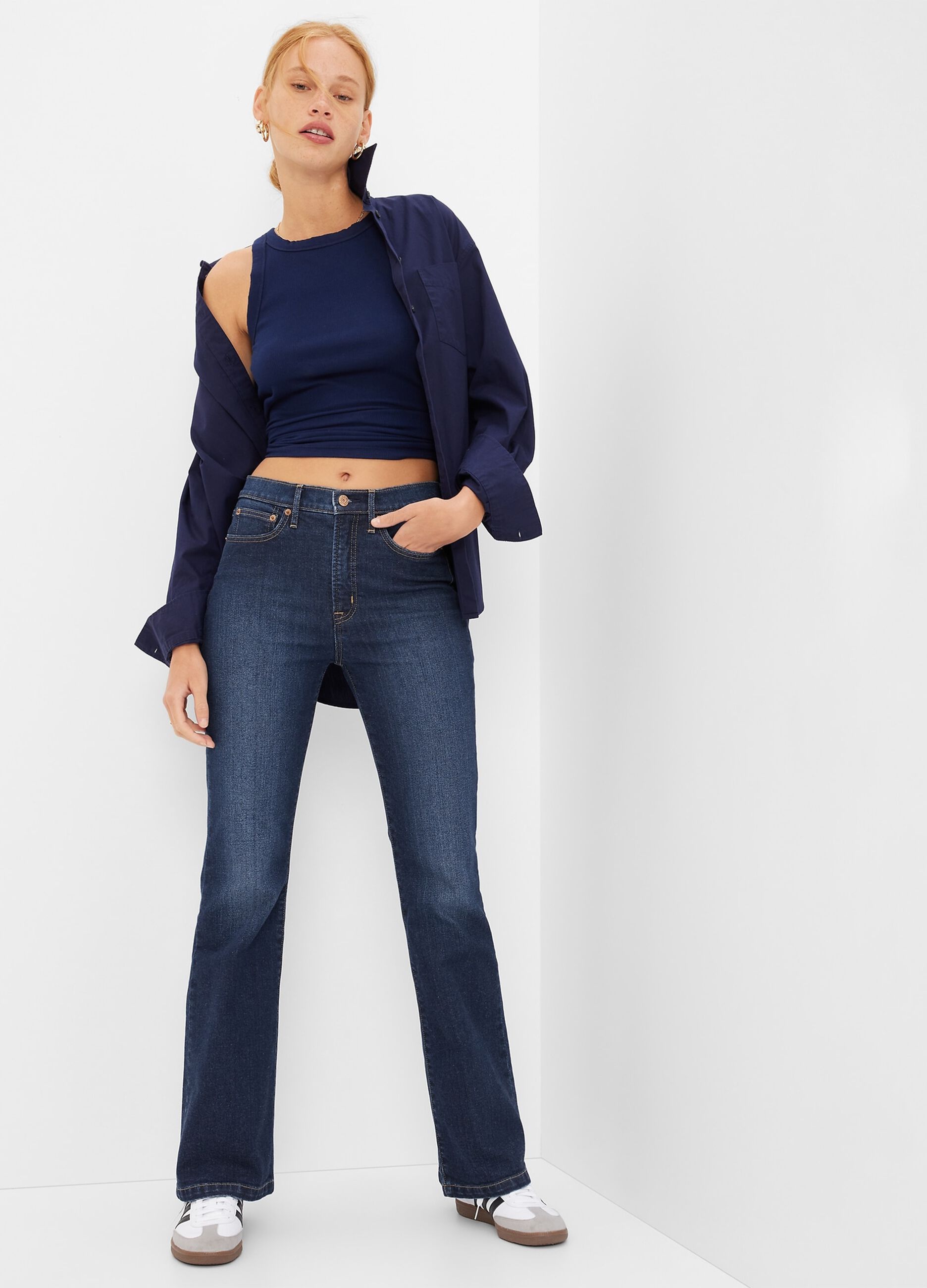 Flare-fit high-rise jeans