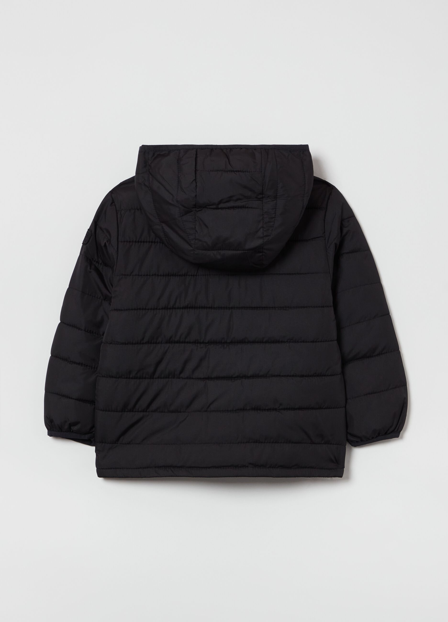 Quilted and padded jacket with hood