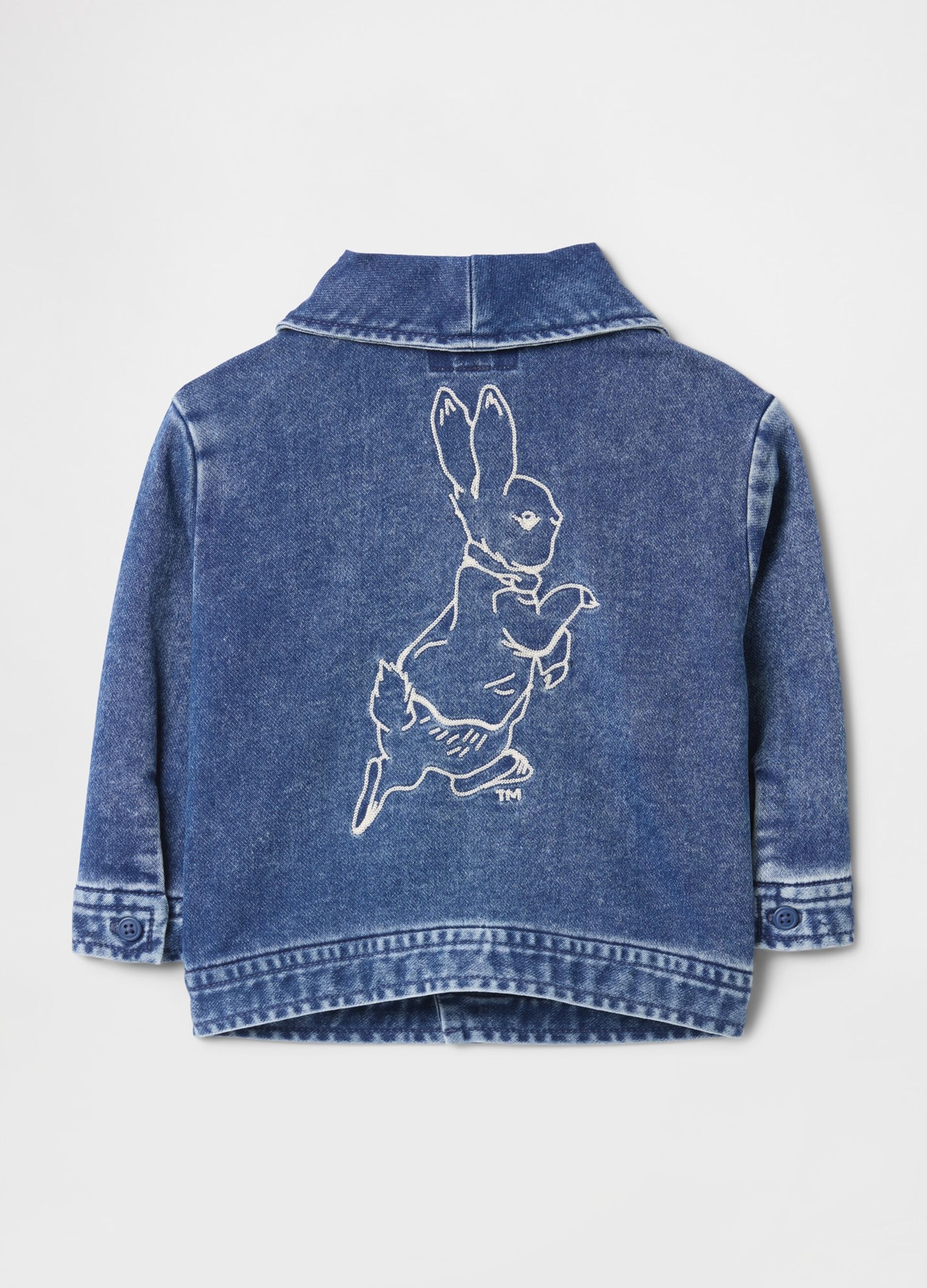 Giacca blu denim con ricamo Peter Rabbit_1