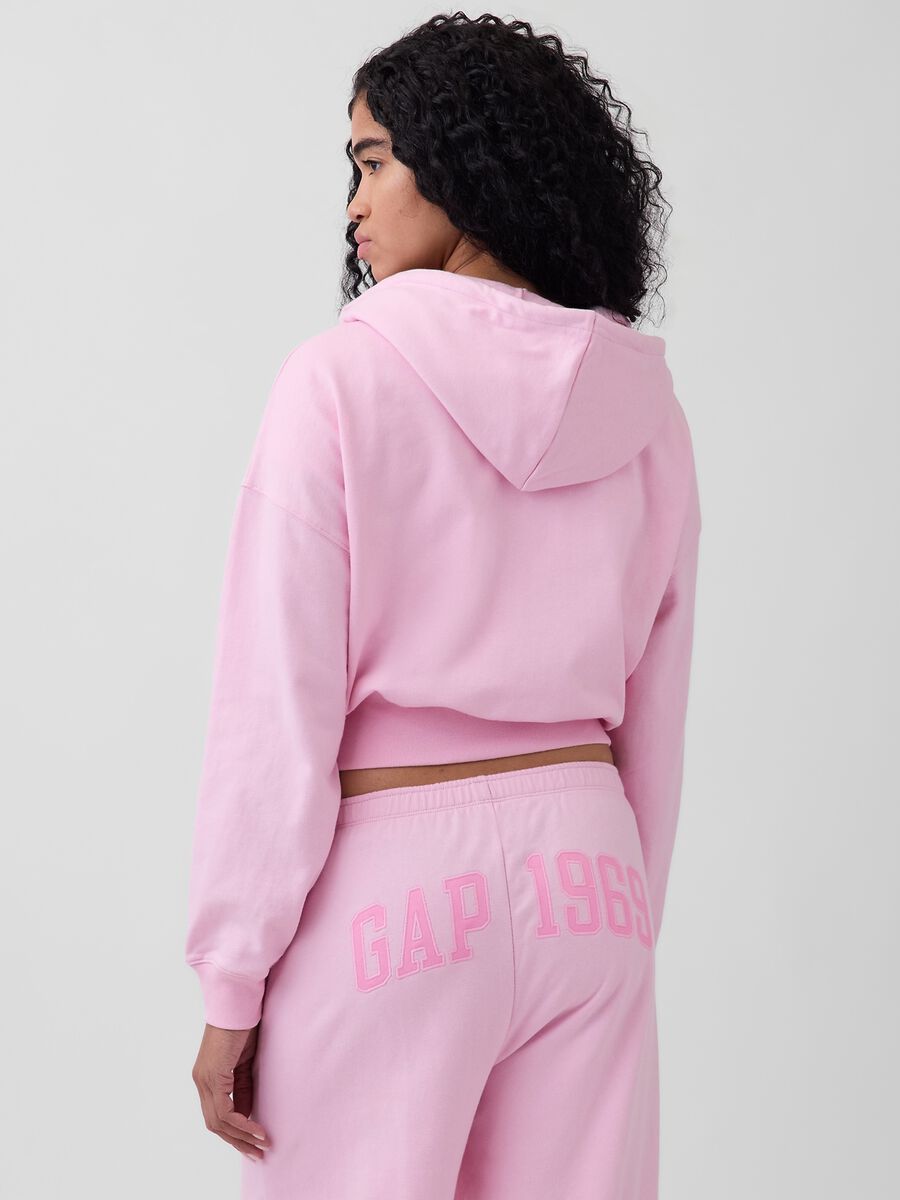 Felpa con logo GAP, cappuccio e zip in misto cotone Donna_2