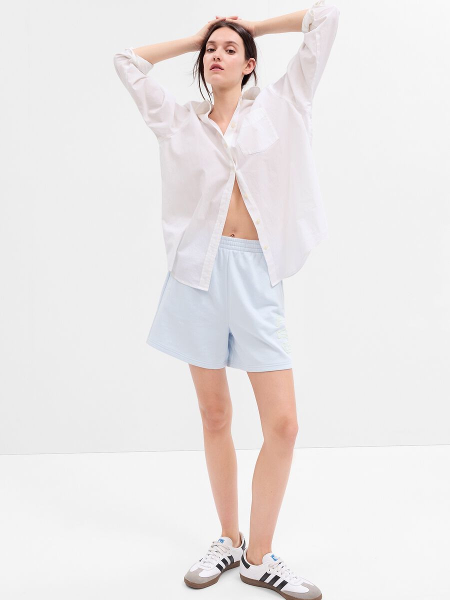 High-rise plush shorts with logo print Woman_0