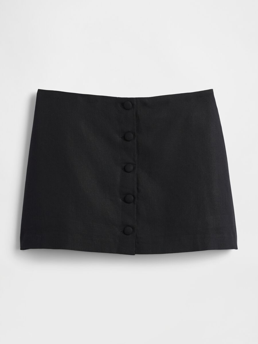 Black Linen Blend Regular Fit Skirt Woman_3