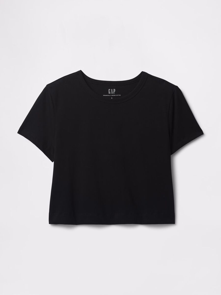 Black Cropped Cotton T-shirt by Gap Woman_3