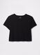 Black cropped T-shirt in cotton_3