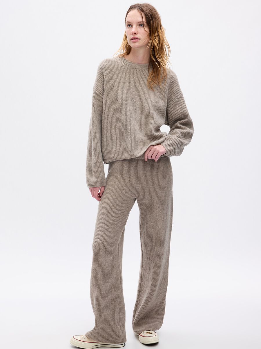 Pantaloni wide leg a coste inglesi Donna_0