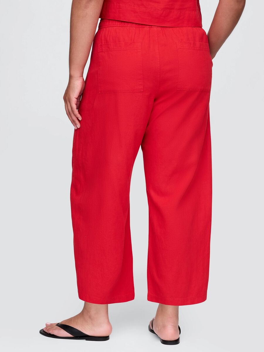 Pantaloni ampi rossi in lino e viscosa Donna_5