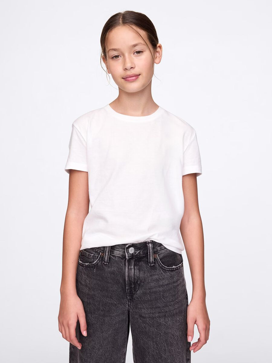 T-shirt a maniche corte bianca in cotone per ragazze GAP Kids Bambina_0