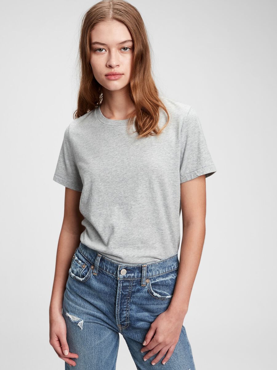 Cotton T-shirt with round neck Woman_0