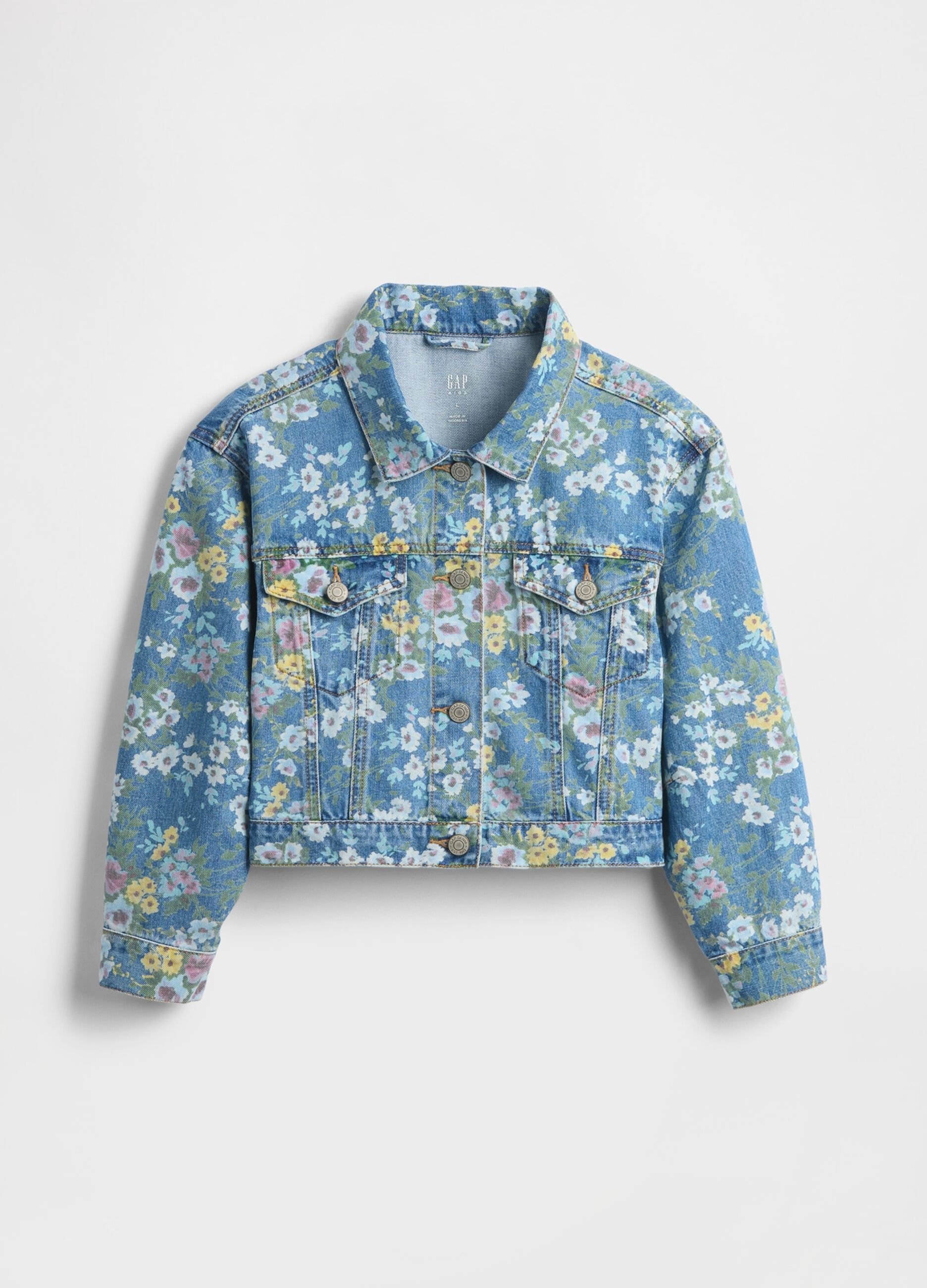 Giacca denim multicolor con fiori_4