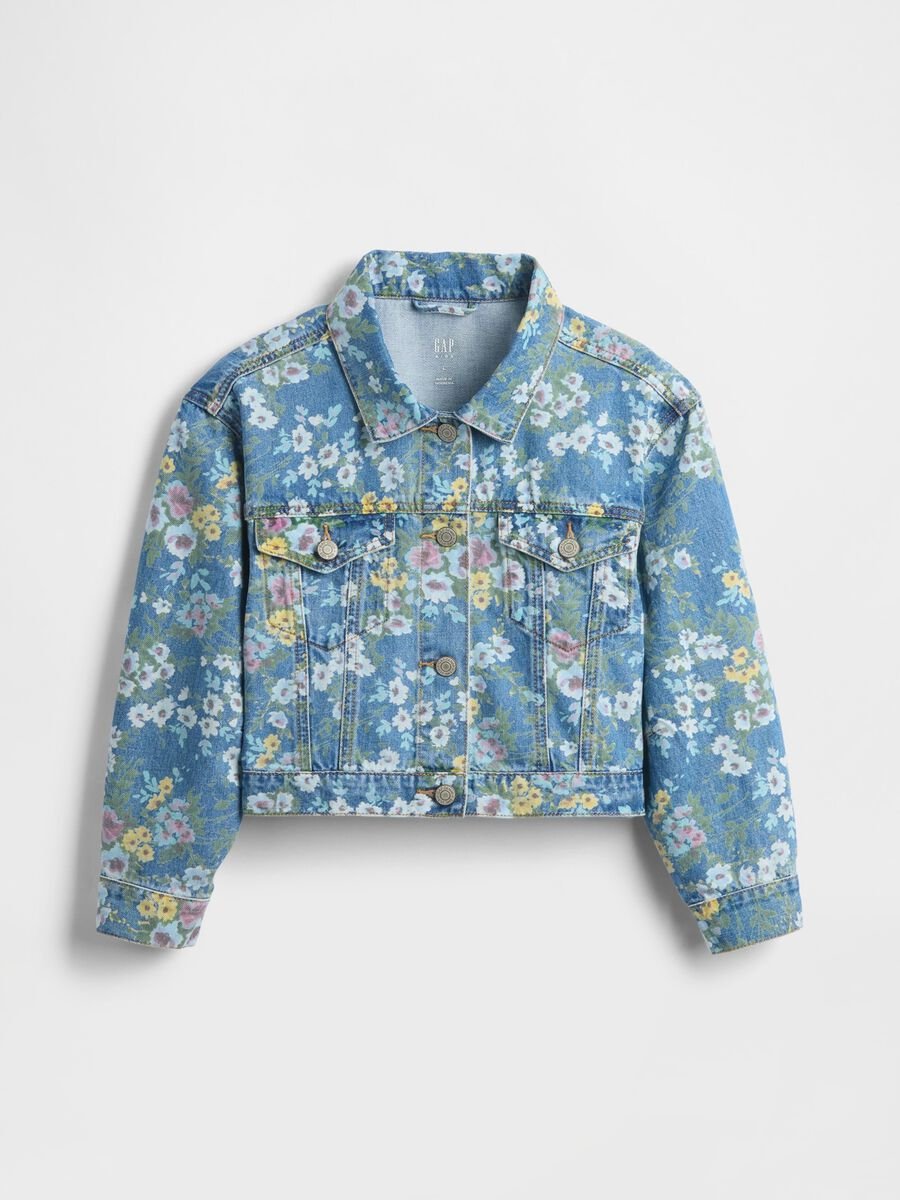 Multicolour Denim Jacket with Flowers Girl_4