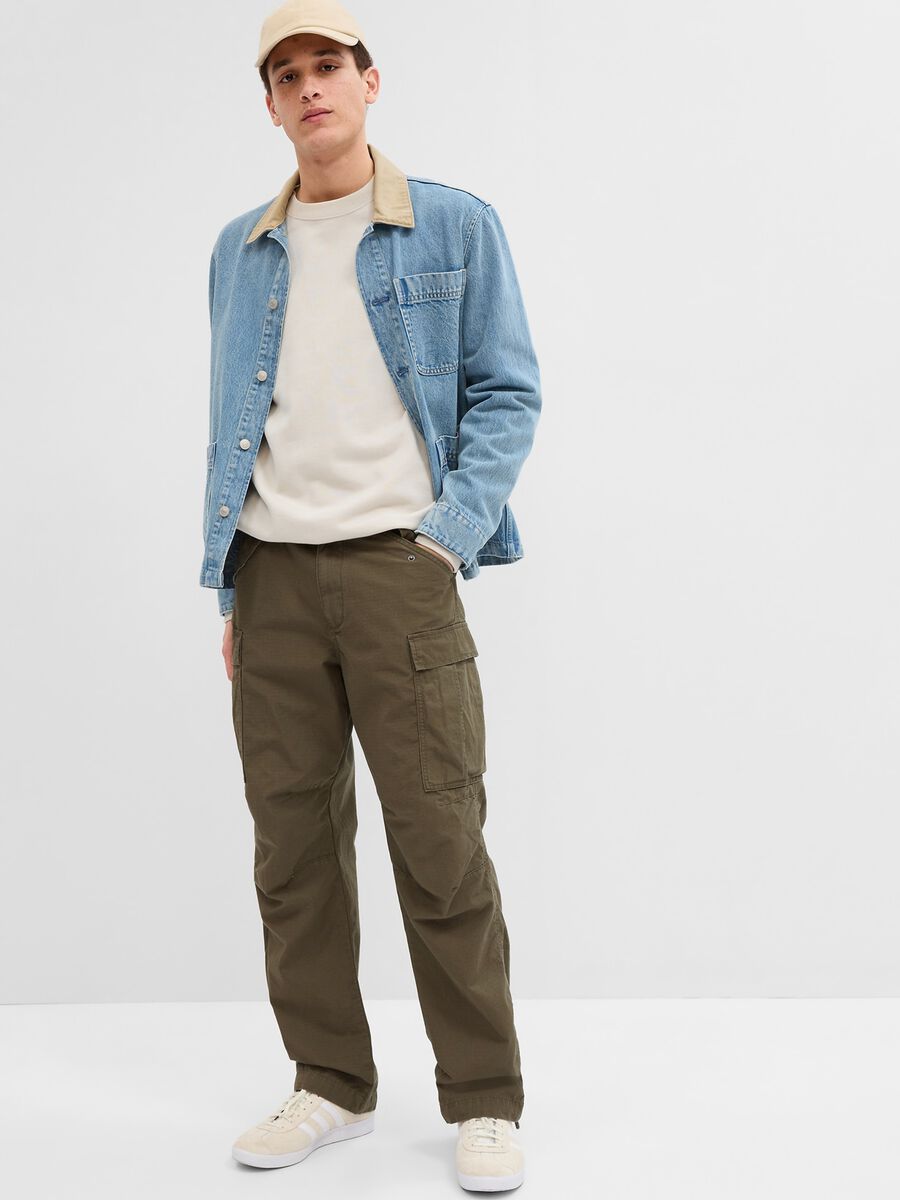 Cargo trousers in cotton ripstop. Man_1