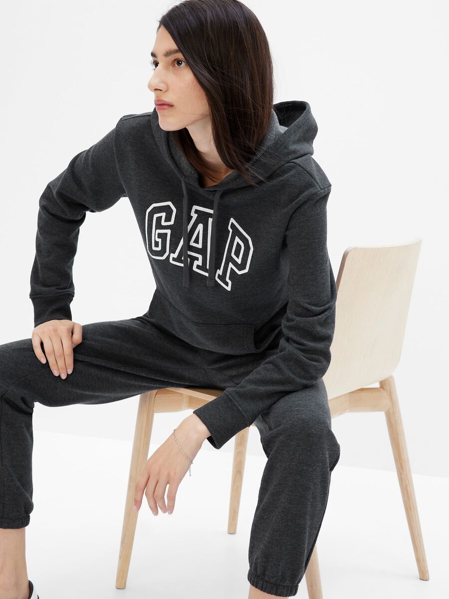 Felpa con cappuccio ricamo logo Donna_0