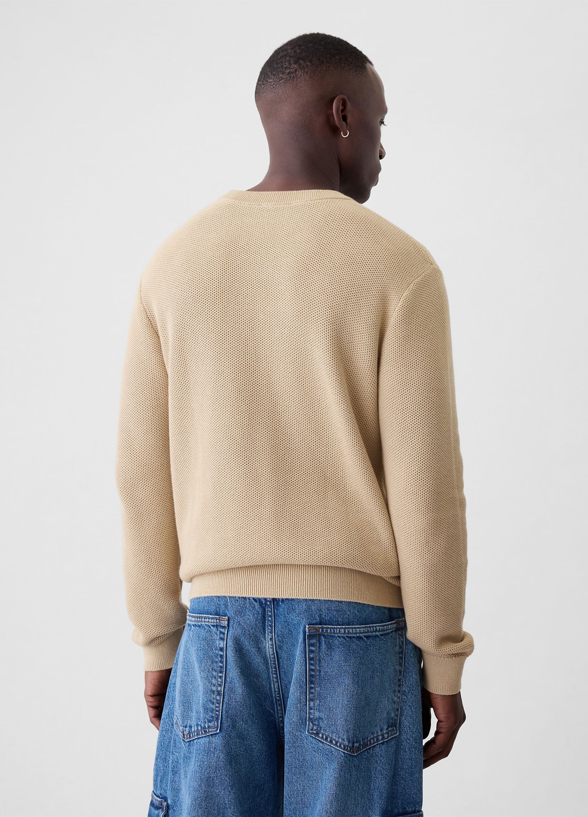 Pullover con micro trama a nido d'ape_2