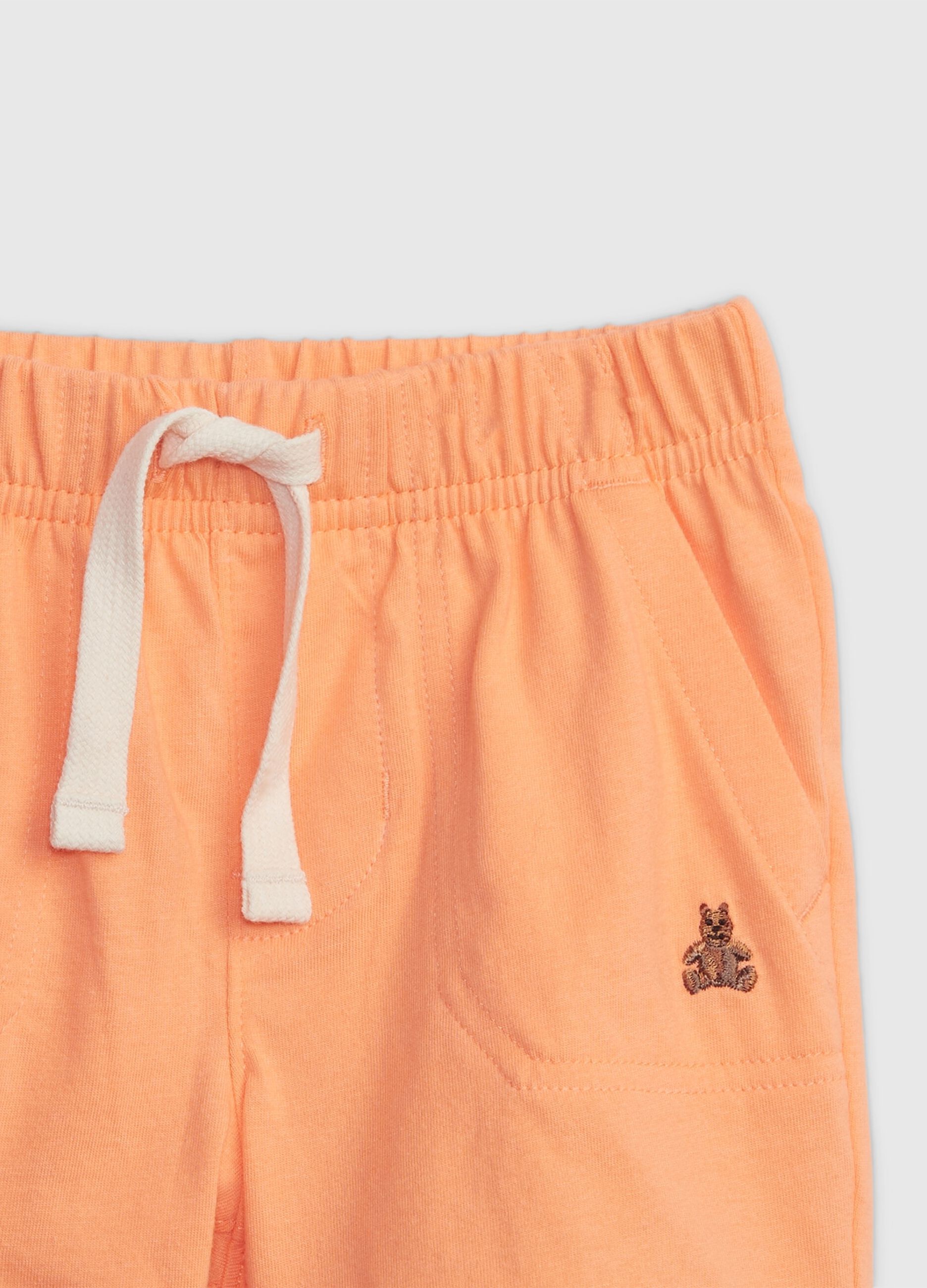 Shorts with drawstring and embroidered bear_2