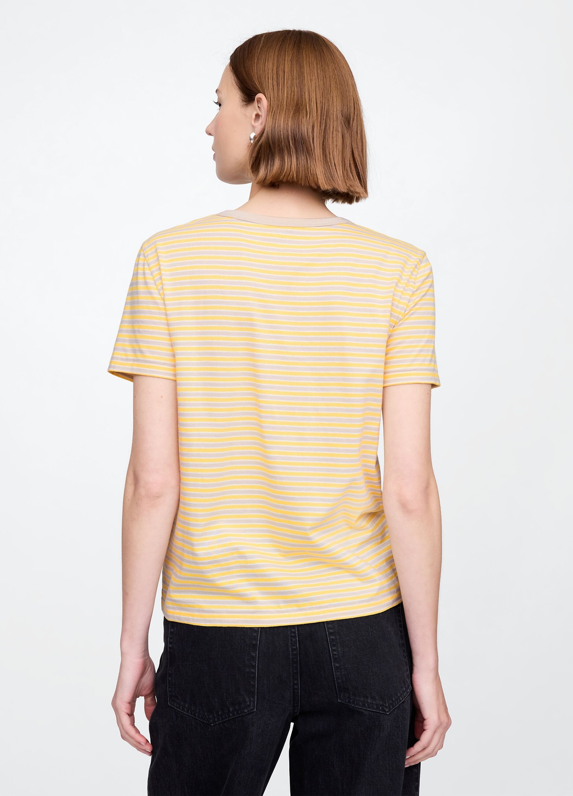 T-shirt a righe gialle in cotone Gap_2