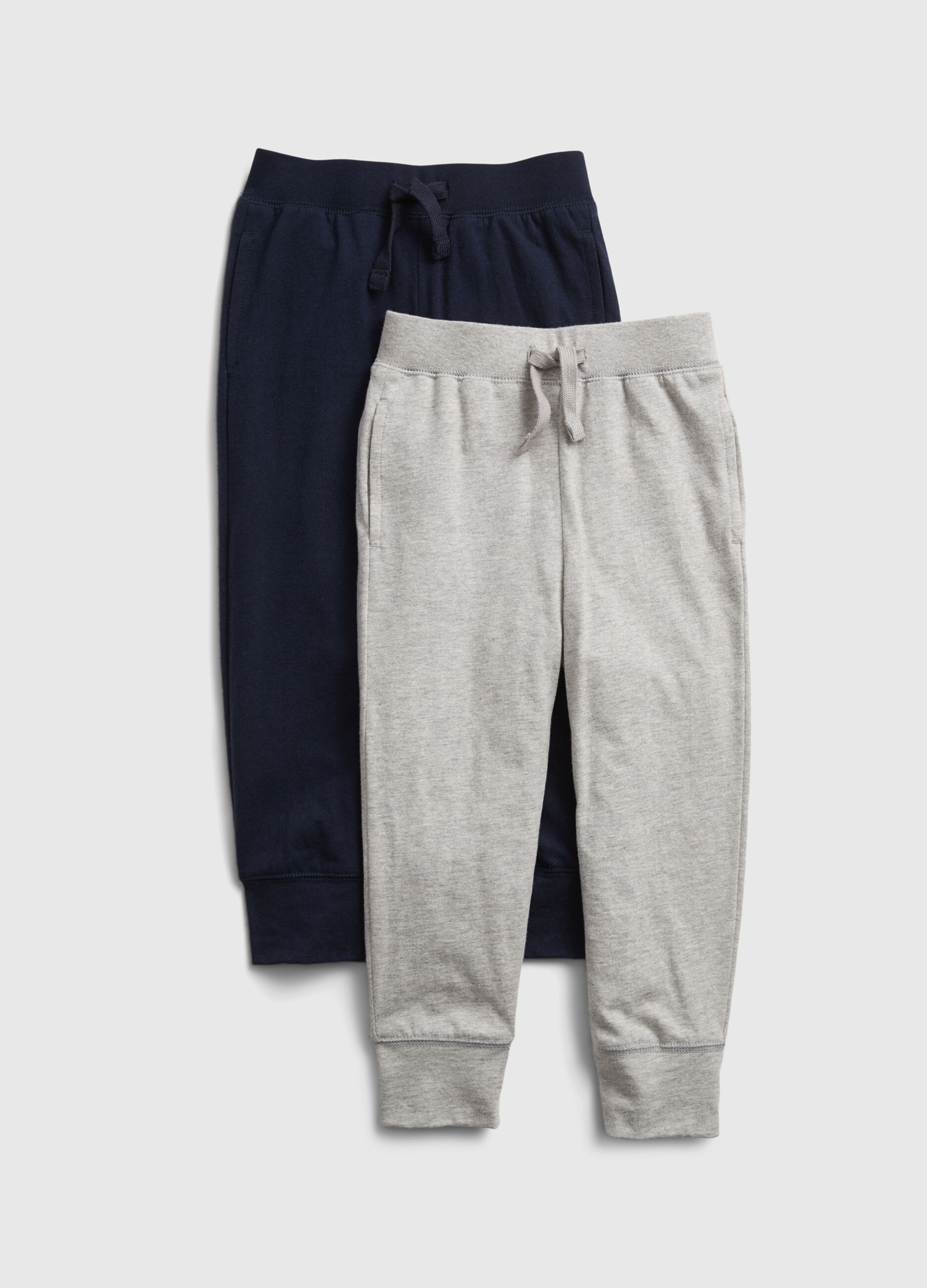Two-pack organic cotton trousers with drawstring