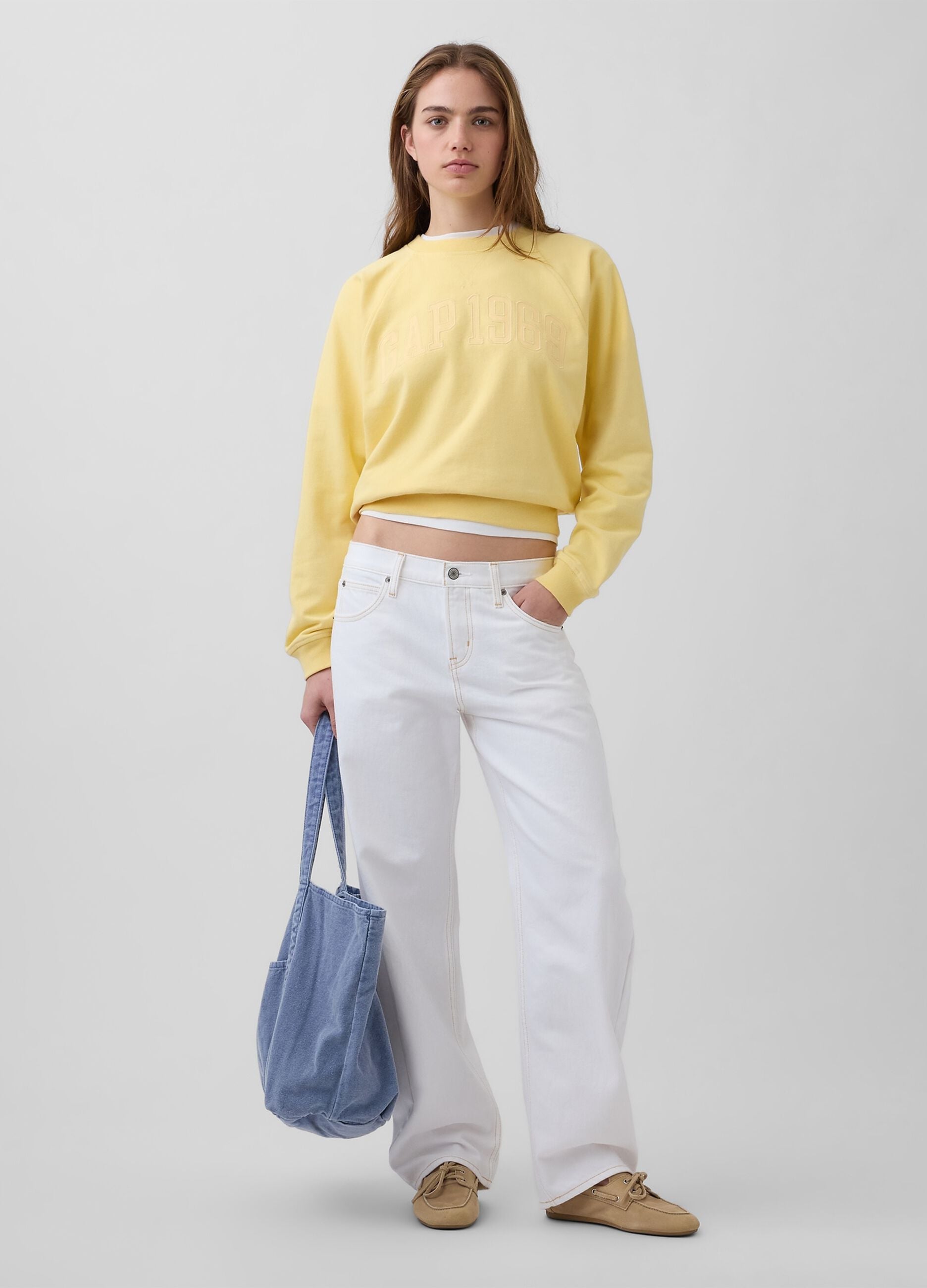 Felpa girocollo in misto cotone con logo GAP