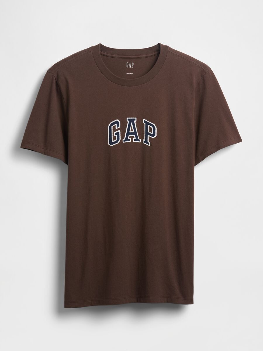 T-shirt marrone in cotone a maniche corte Uomo_4