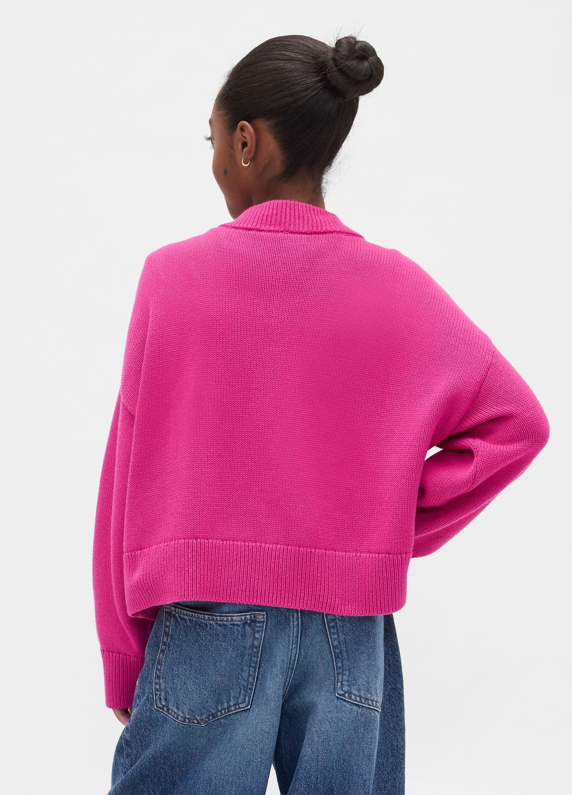 Maglione rosa per bambina in cotone_1