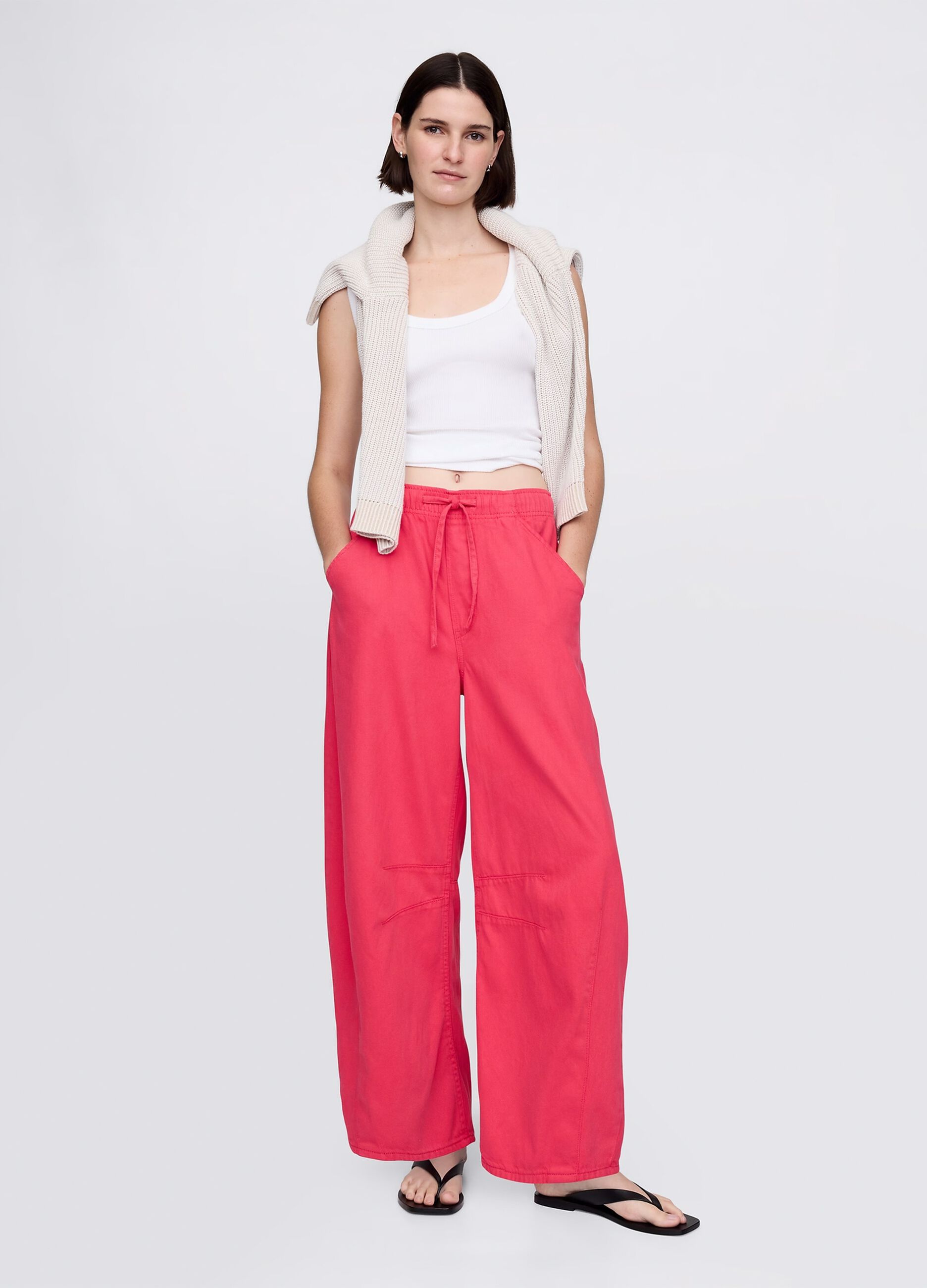 Pantaloni rosa in Lyocell e cotone