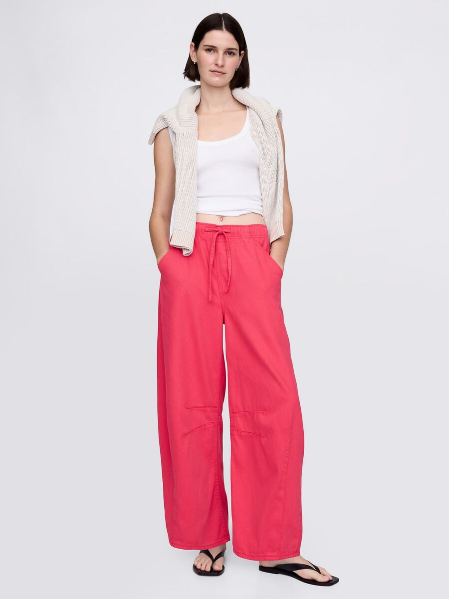 Pantaloni rosa in Lyocell e cotone Donna_0