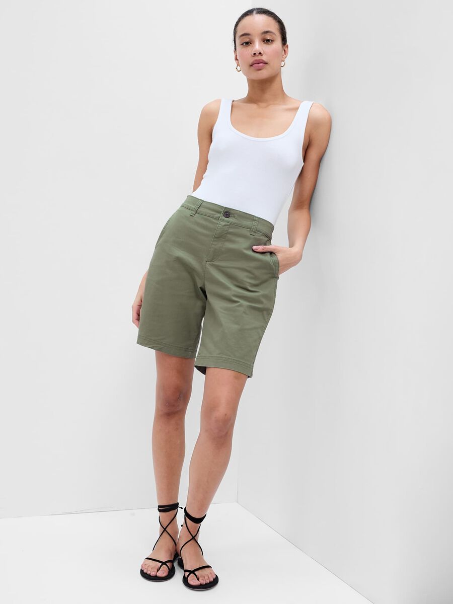 Bermuda chino in tela di cotone stretch Donna_0