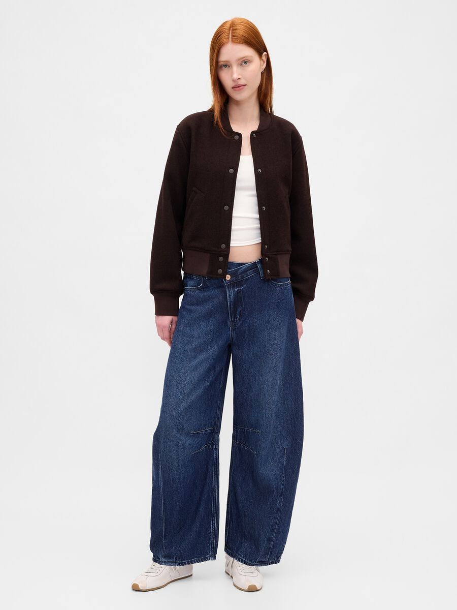 Pantaloni blu in denim ampi Donna_0