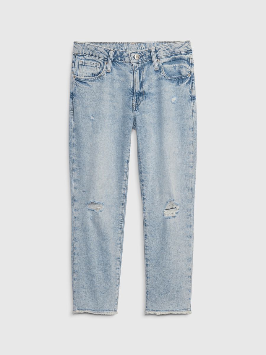 Mid-rise girlfriend jeans with worn look Girl_0