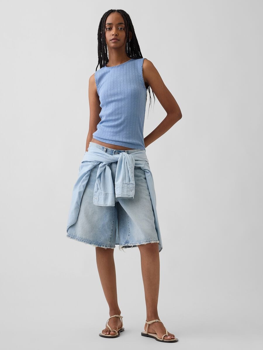 Top in misto cotone a costine Donna_2