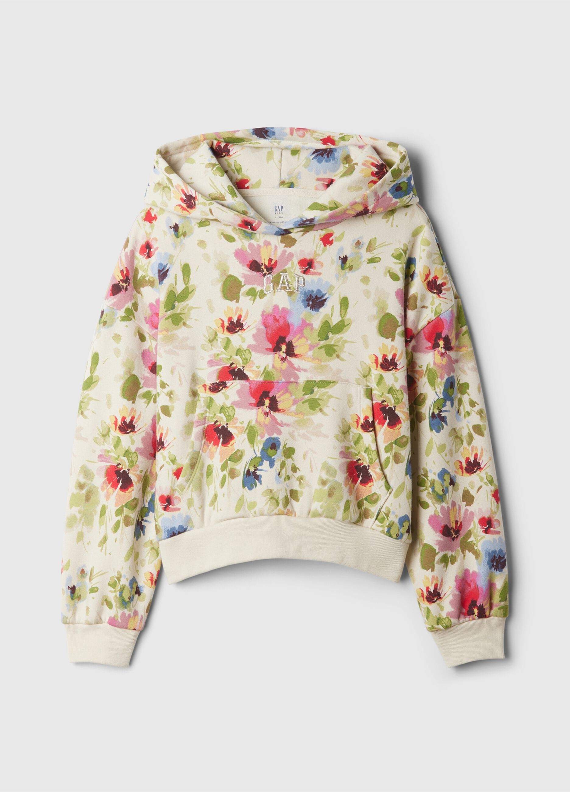 Felpa crop floreale con ricamo logo_3