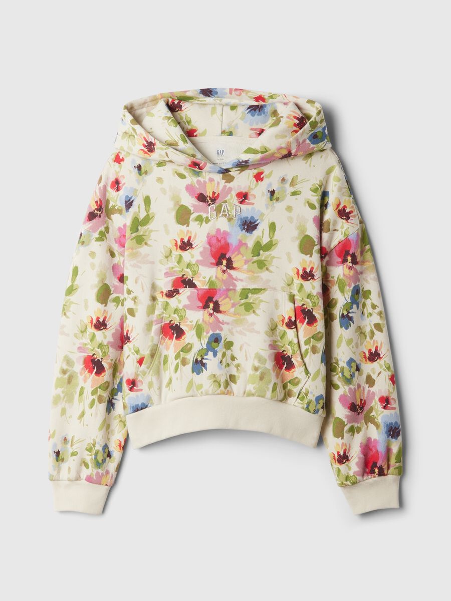 Felpa crop floreale con ricamo logo Bambina_3
