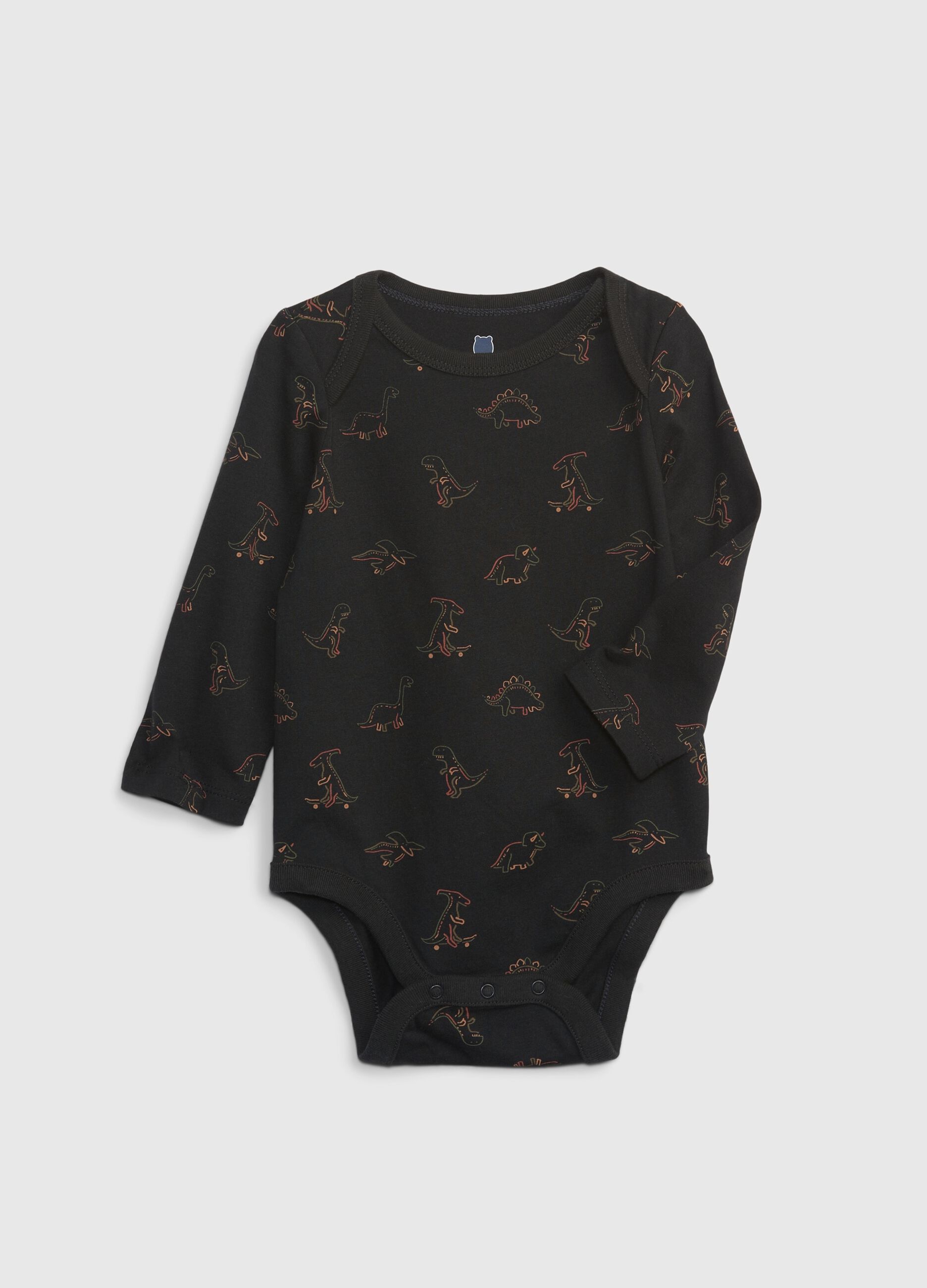 Cotton bodysuit with dinosaur print