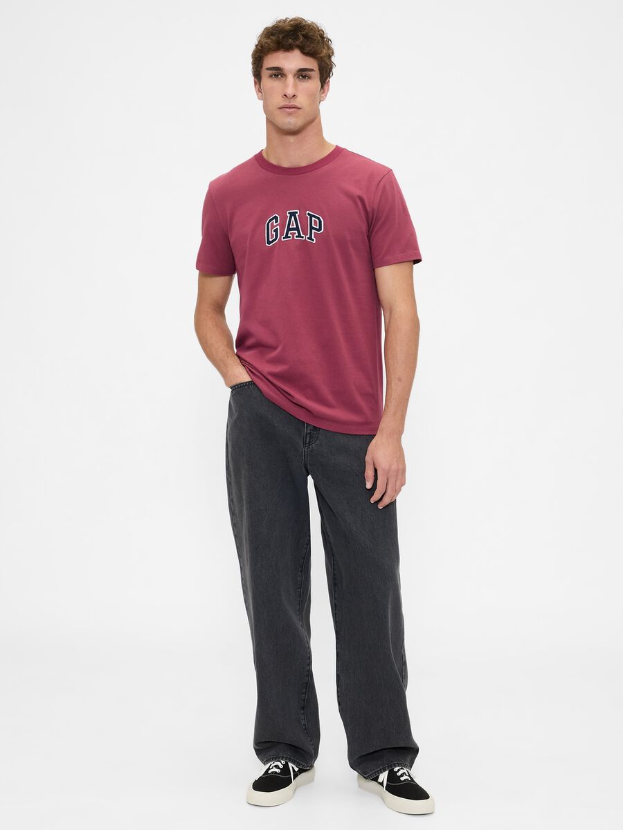 T-shirt rosa in cotone con logo Uomo_2