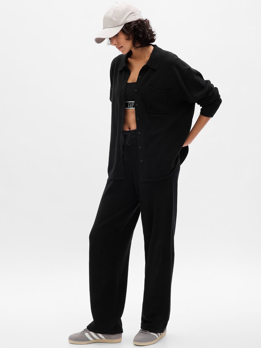 Shacket oversize in maglia con tasca Donna_0