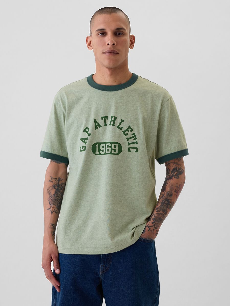 T-shirt in cotone con stampa logo Uomo_0
