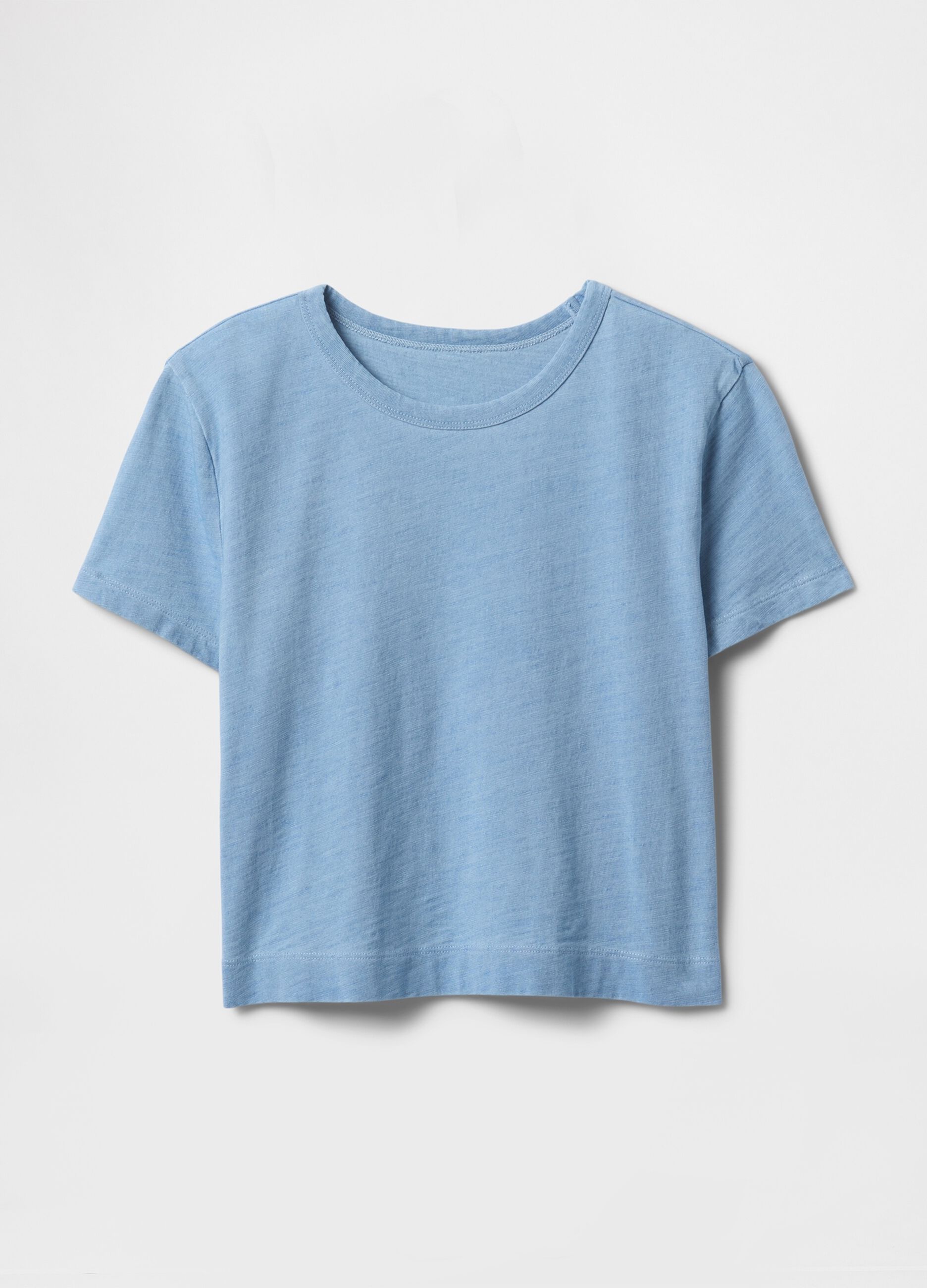 T-shirt cropped azzurra in cotone_3