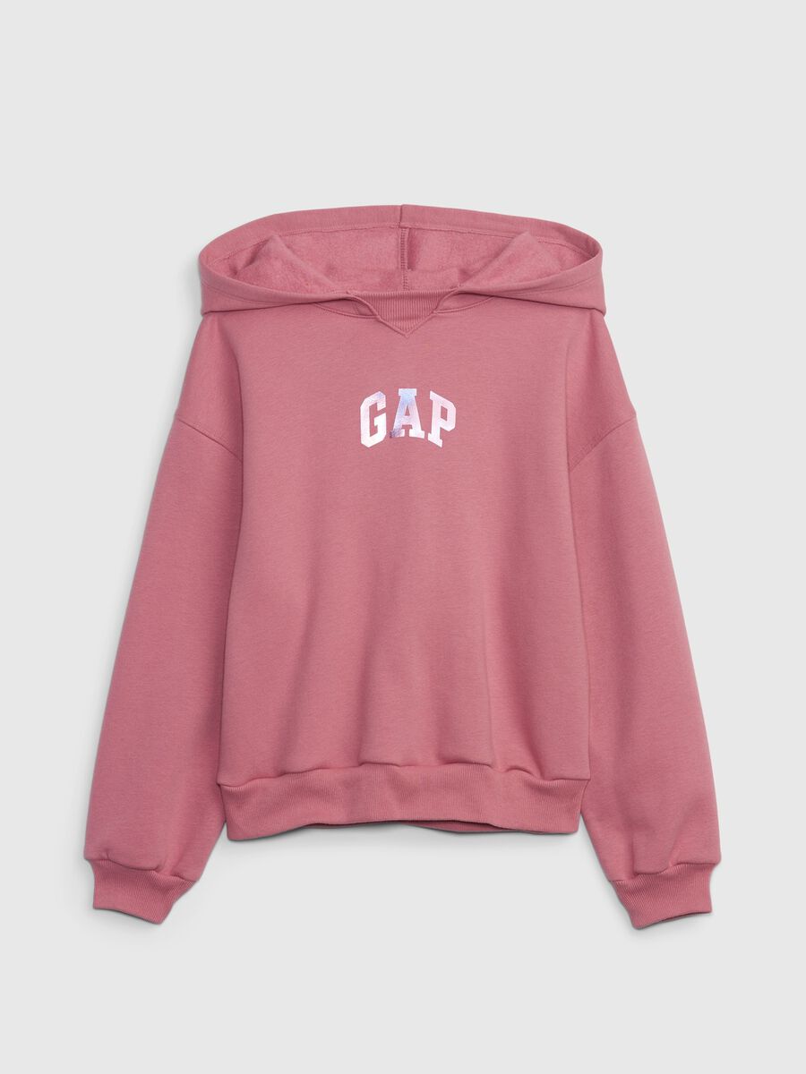 Sweatshirt with hood and logo print Girl_0