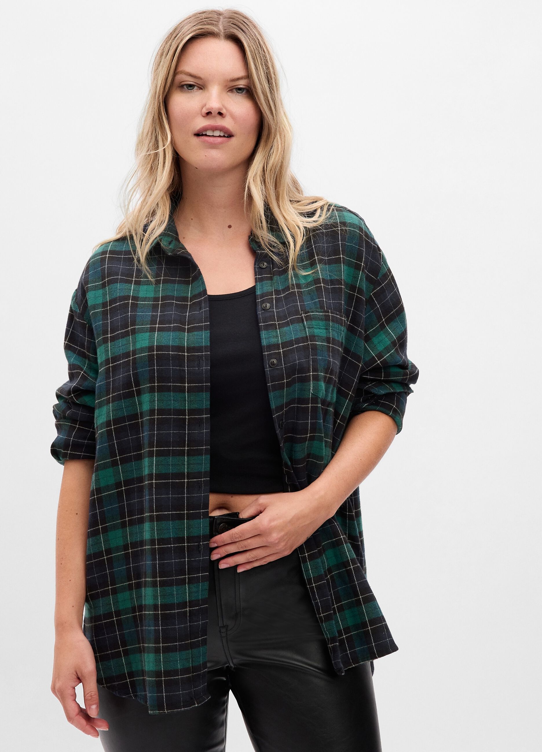 Oversized shirt in flannel with check pattern_3