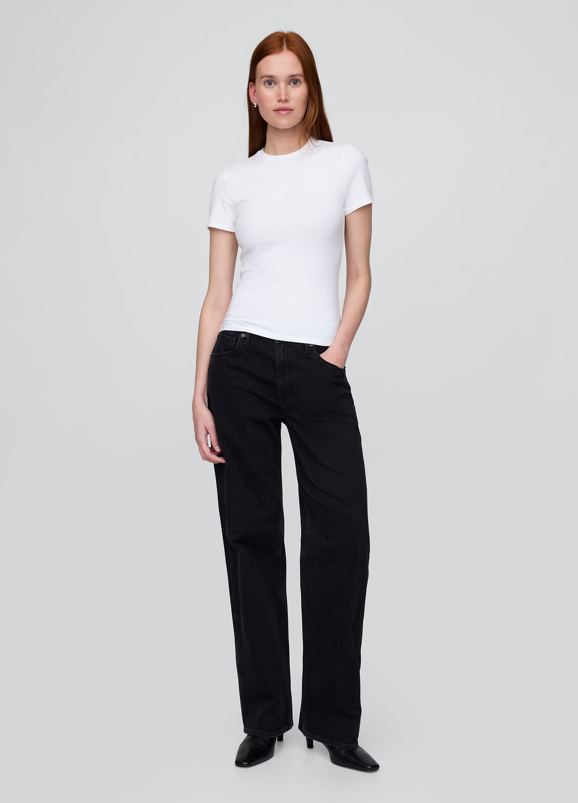 T-shirt elasticizzata a maniche corte_1