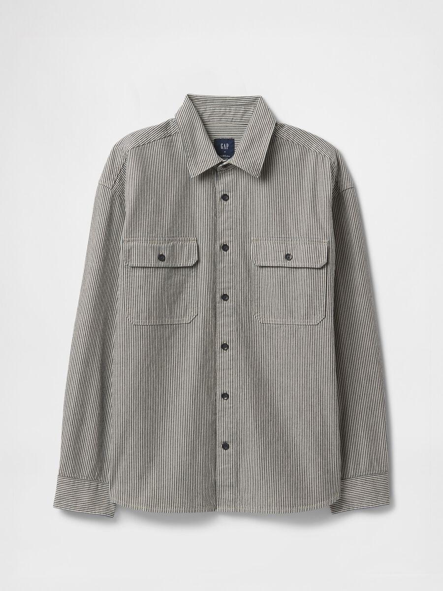 Camicia a righe nere e grigie Man_4