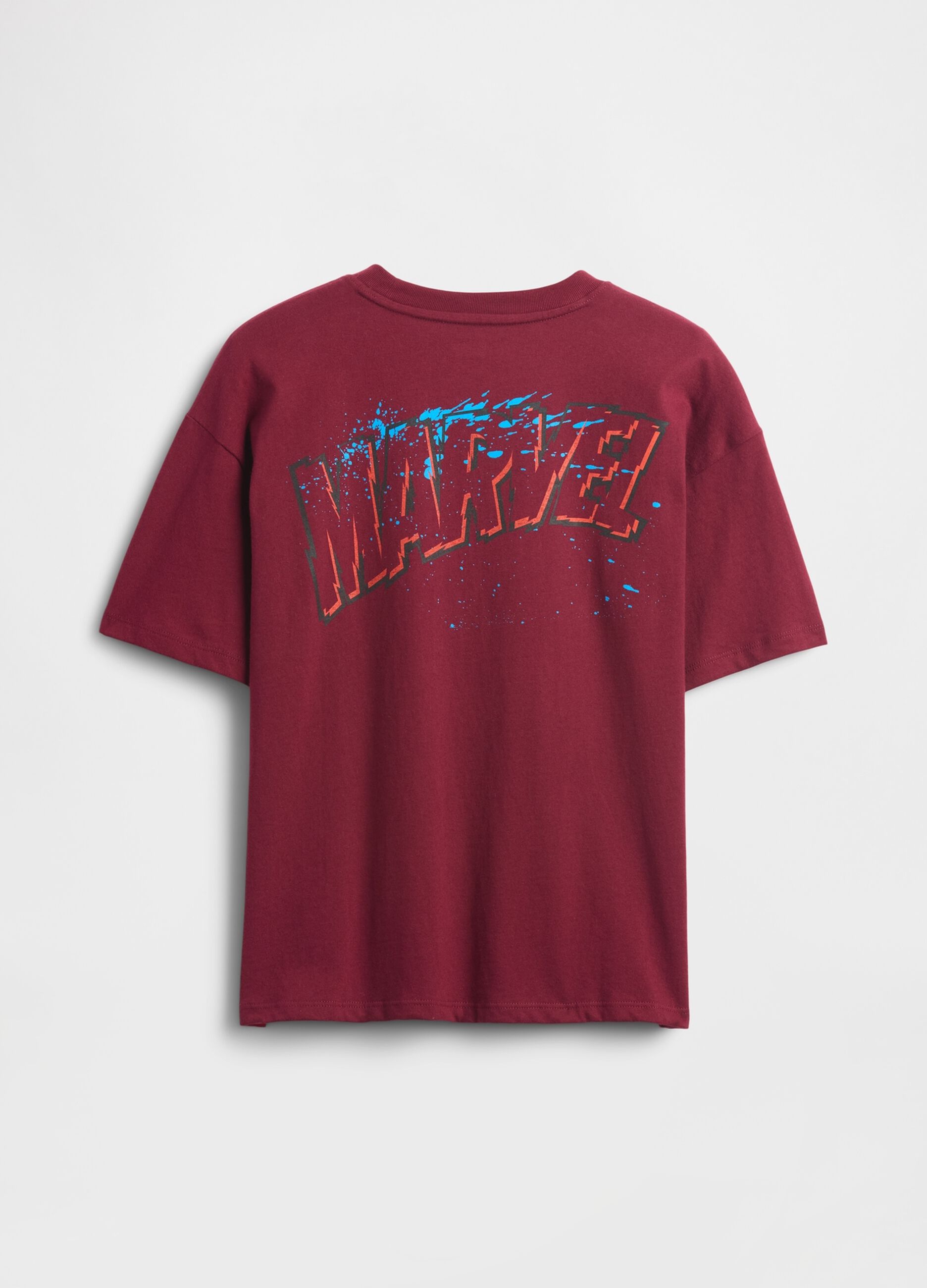 T-shirt rossa in cotone con stampa Marvel_1