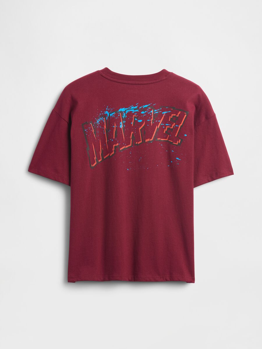 T-shirt rossa in cotone con stampa Marvel Bambino_1