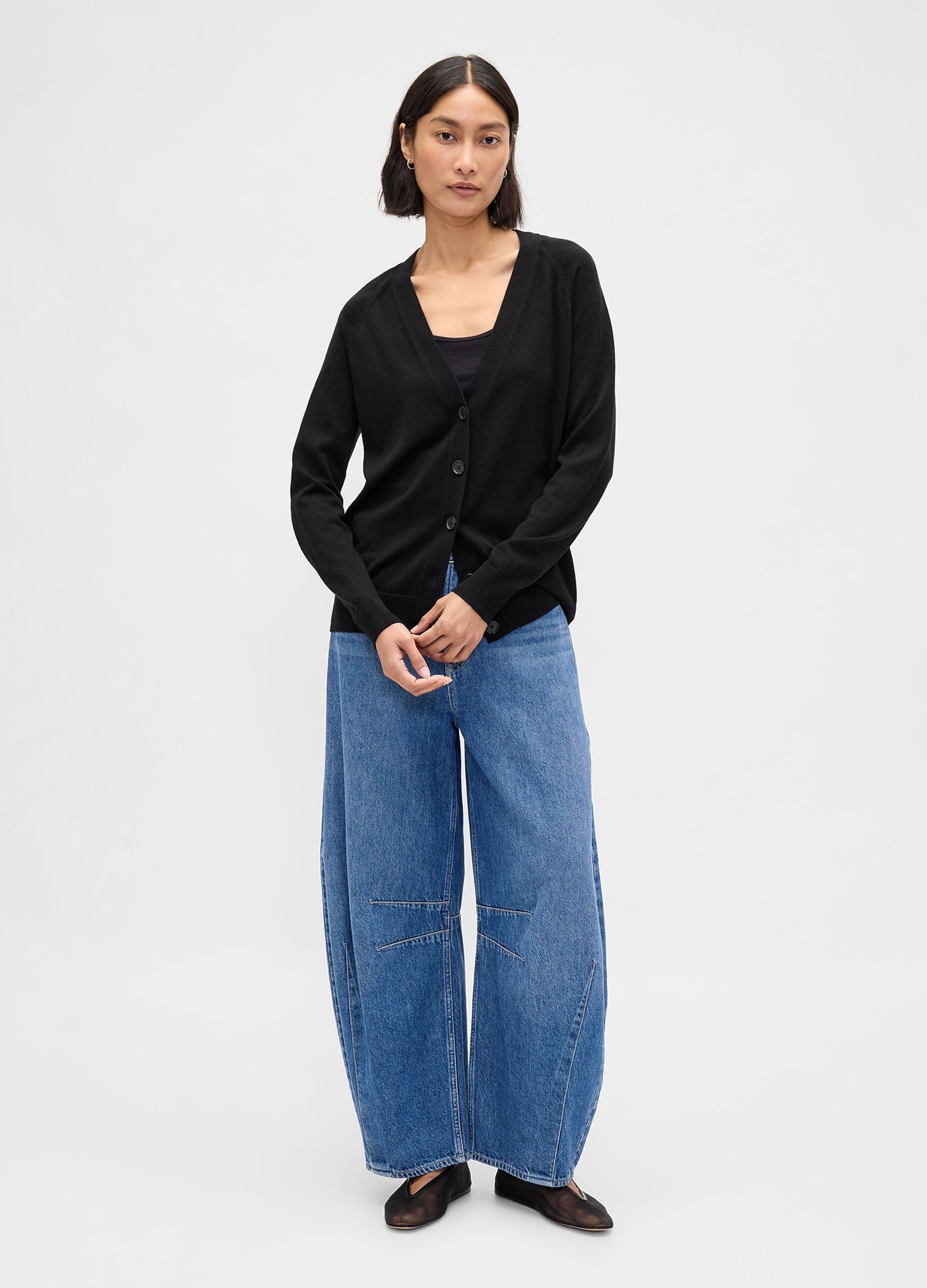 Black Pure Wool Cardigan