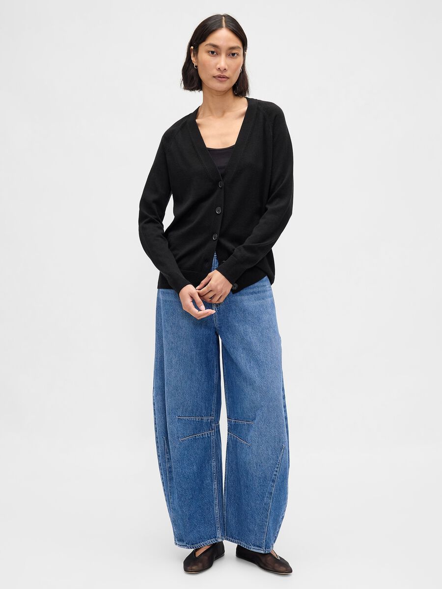 Black Pure Wool Cardigan Woman_2