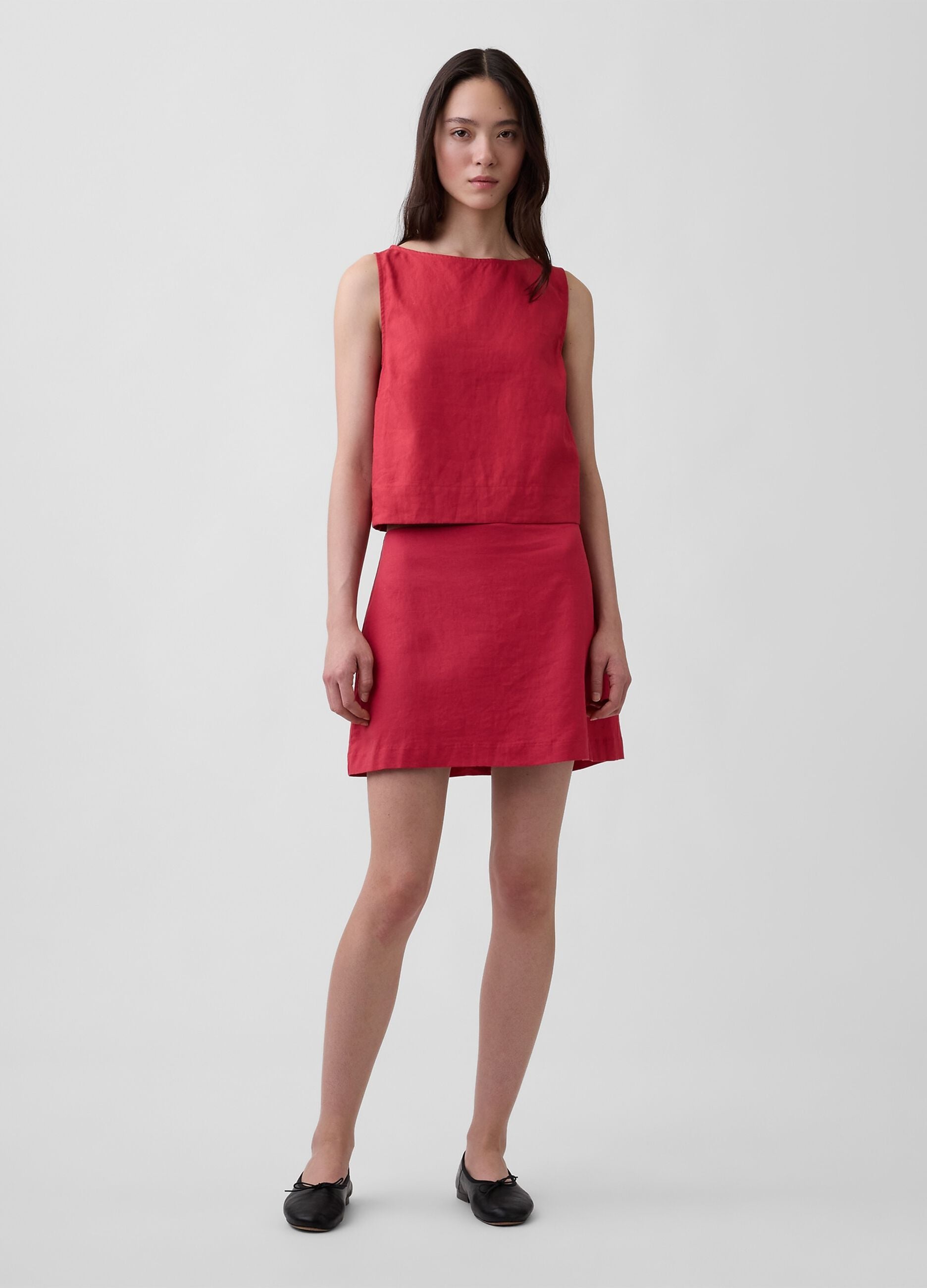 Tank top in misto lino