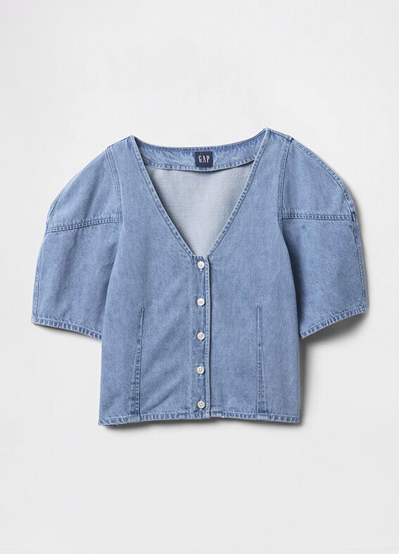 Blusa denim in puro cotone _4