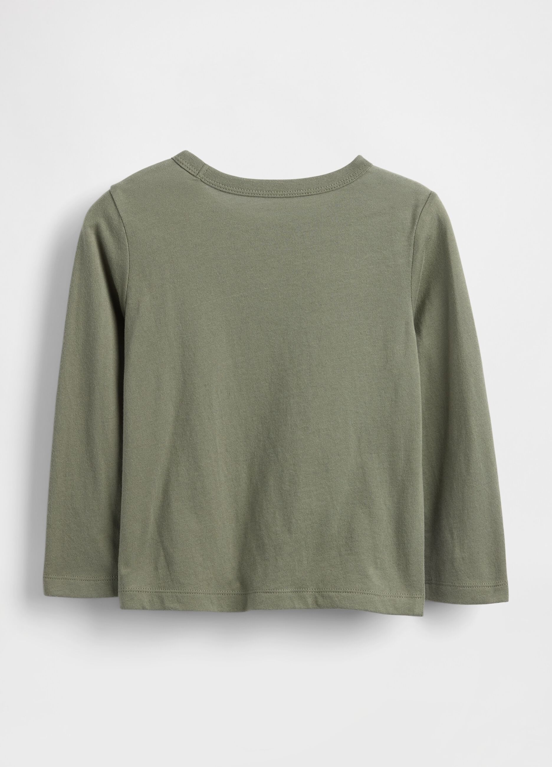 T-shirt a maniche lunghe verde in cotone con stampa grafica_1